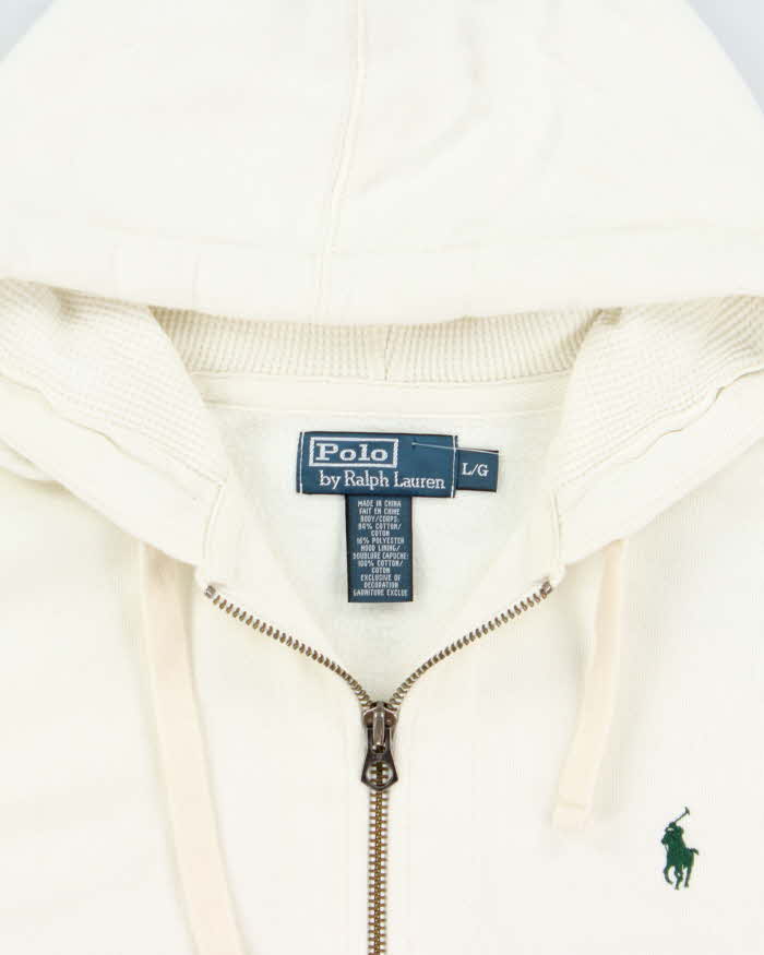 Vintage 00s Polo Ralph Lauren White Heavyweight Zip Up Hoodie - L