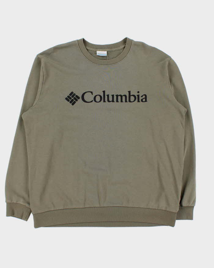 Vintage Columbia Spell Out Khaki Crewneck Sweatshirt - XL