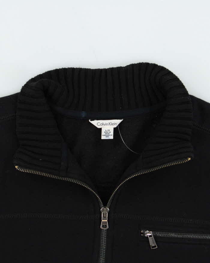 Vintage Calvin Klein Ribbed Hem Quarter-Zip Sweatshirt - L