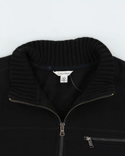 Vintage Calvin Klein Ribbed Hem Quarter-Zip Sweatshirt - L