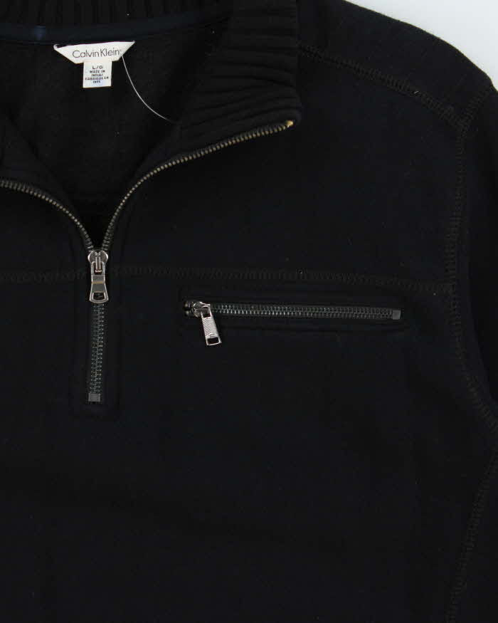 Vintage Calvin Klein Ribbed Hem Quarter-Zip Sweatshirt - L