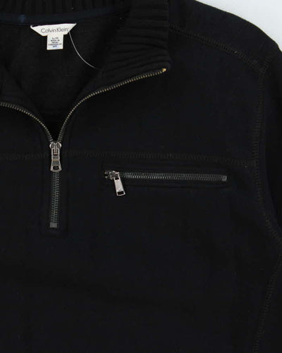 Vintage Calvin Klein Ribbed Hem Quarter-Zip Sweatshirt - L