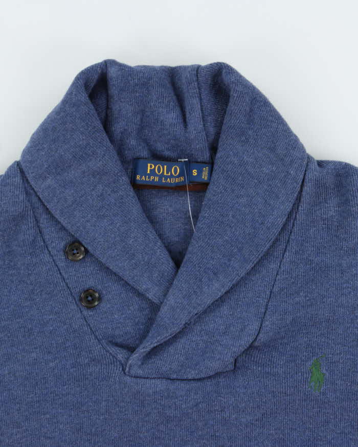 Vintage Polo Ralph Lauren Shawl Neck Elbow Patch Sweatshirt - S