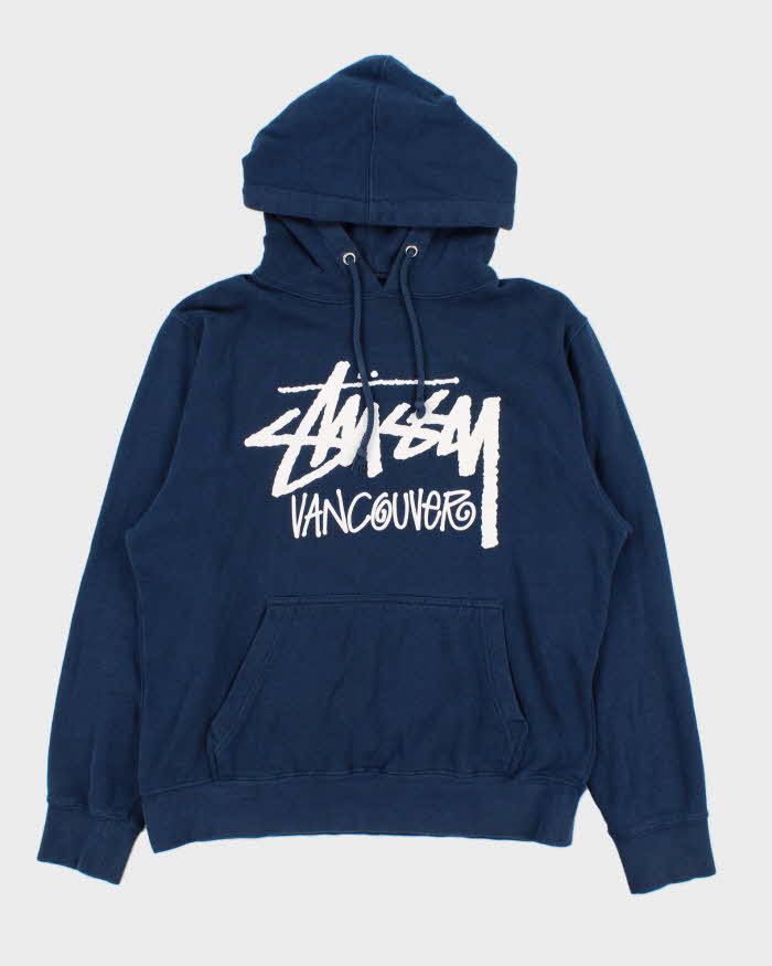 Vintage Stussy Vancouver Navy Blue Pullover Hoodie - S