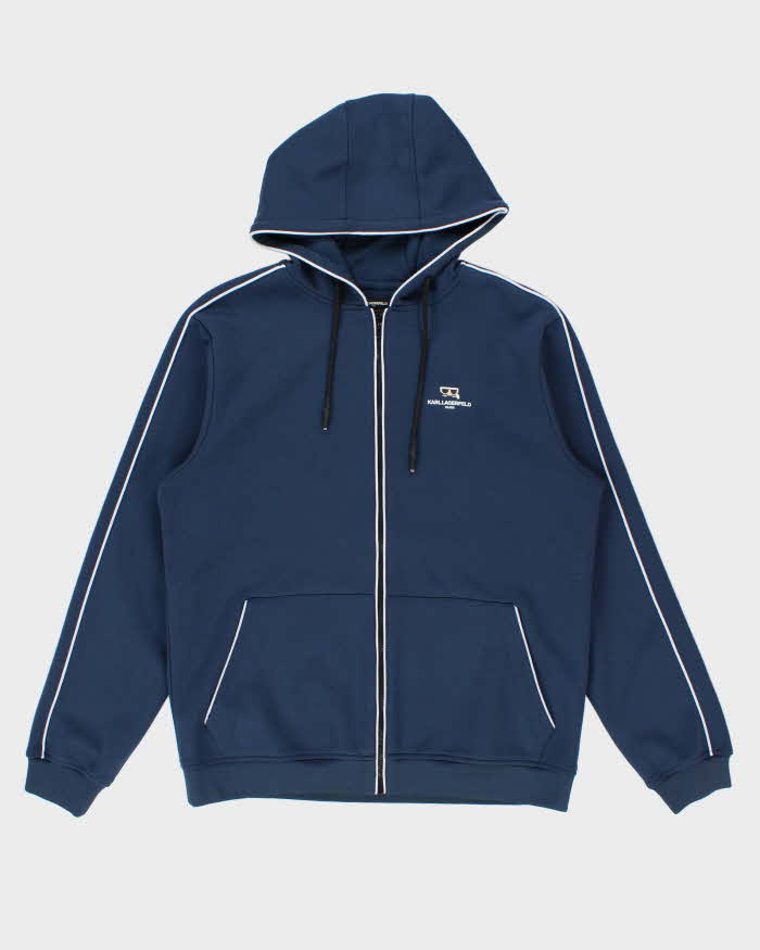 Vintage Karl Lagerfield Poly Zip-Up Hoodie - L