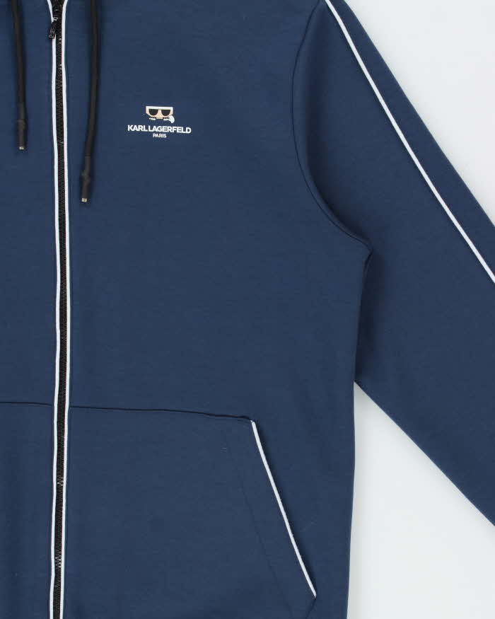 Vintage Karl Lagerfield Poly Zip-Up Hoodie - L