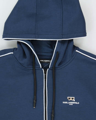 Vintage Karl Lagerfield Poly Zip-Up Hoodie - L