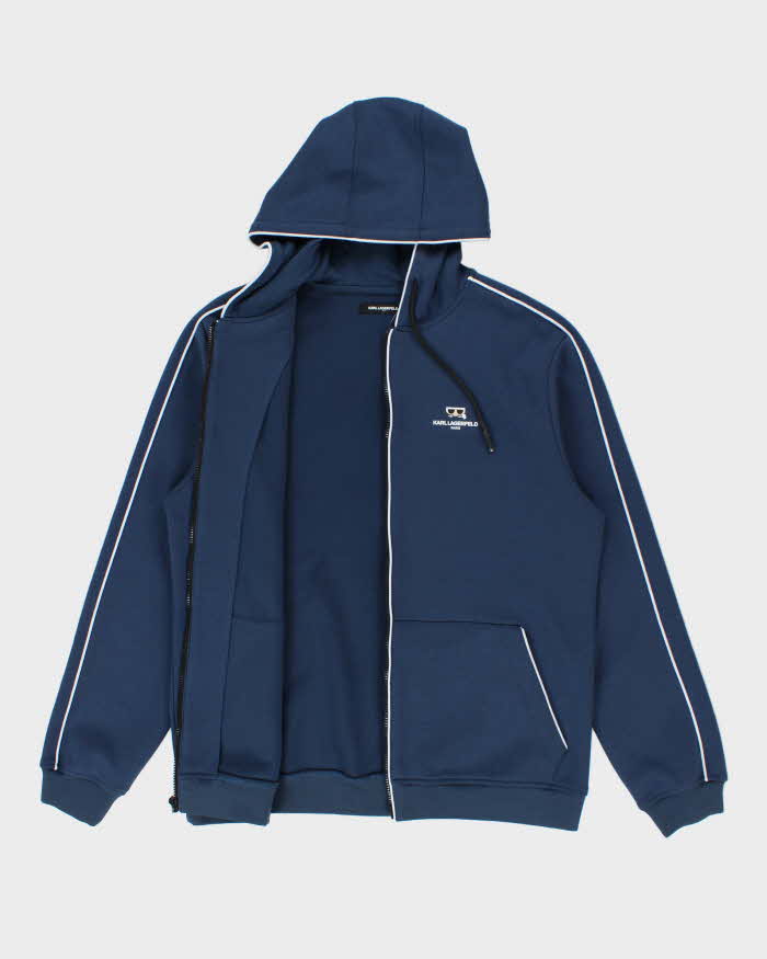 Vintage Karl Lagerfield Poly Zip-Up Hoodie - L