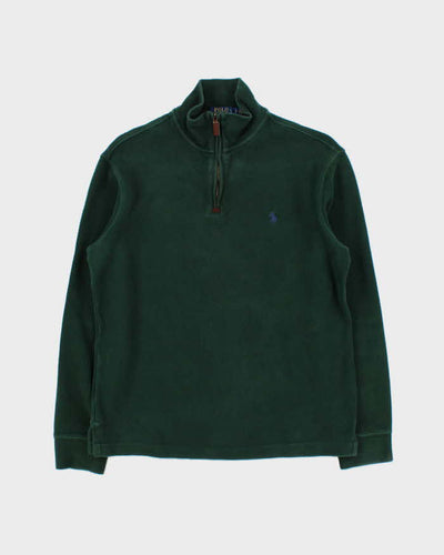 Vintage Polo Ralph Lauren Green Cotton Quarter-Zip Sweatshirt - S