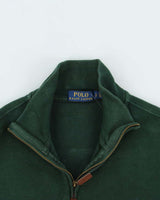 Vintage Polo Ralph Lauren Green Cotton Quarter-Zip Sweatshirt - S
