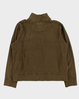 Vintage Eddie Bauer Khaki Military Style Button Collar Sweatshirt - XL