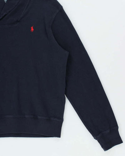 Vintage 00s Polo Ralph Lauren Navy Shawl Neck Sweatshirt - L