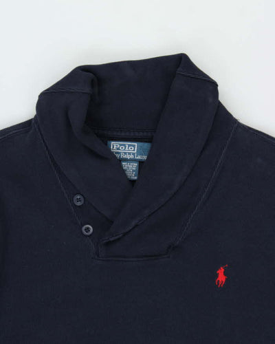 Vintage 00s Polo Ralph Lauren Navy Shawl Neck Sweatshirt - L