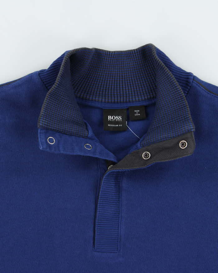 Vintage Hugo Boss Snap Button Funnel Neck Sweatshirt - XL