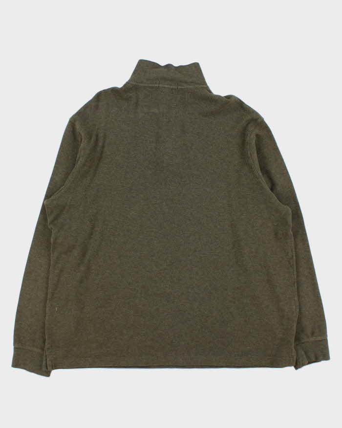 Vintage Polo Ralph Lauren Estate Rib Khaki Quarter-Zip Sweatshirt - XXL