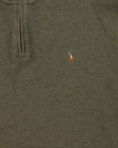 Vintage Polo Ralph Lauren Estate Rib Khaki Quarter-Zip Sweatshirt - XXL