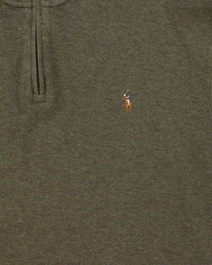 Vintage Polo Ralph Lauren Estate Rib Khaki Quarter-Zip Sweatshirt - XXL