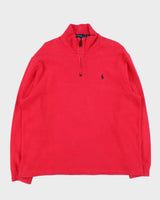 Vintage Polo Ralph Lauren Pink Quarter-Zip Sweatshirt - XL