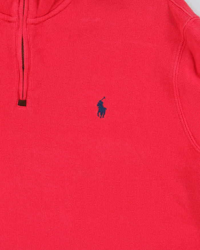 Vintage Polo Ralph Lauren Pink Quarter-Zip Sweatshirt - XL