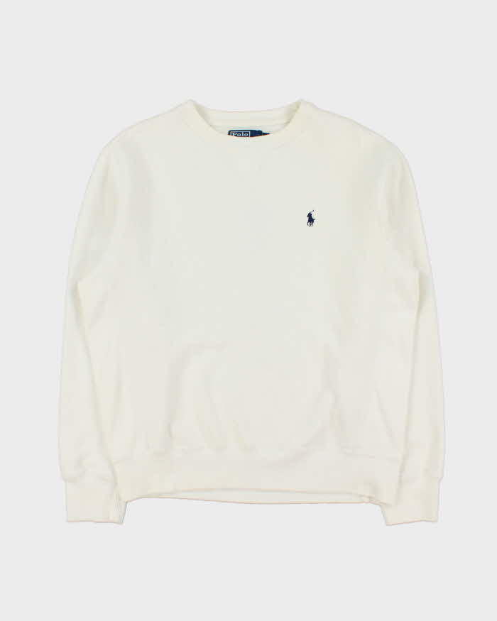 Vintage 00s Polo Ralph Lauren White Crewneck Sweatshirt - M