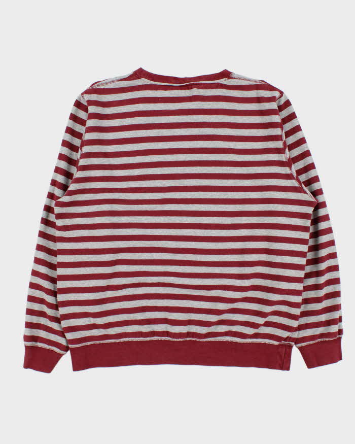 Vintage Stussy Striped Classic Logo Crewneck Sweatshirt - XL