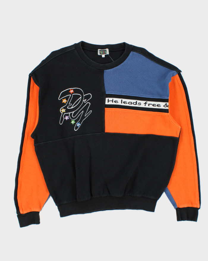 Vintage 1990s Pagelo Embroidered Colourblock Crewneck Sweatshirt - L
