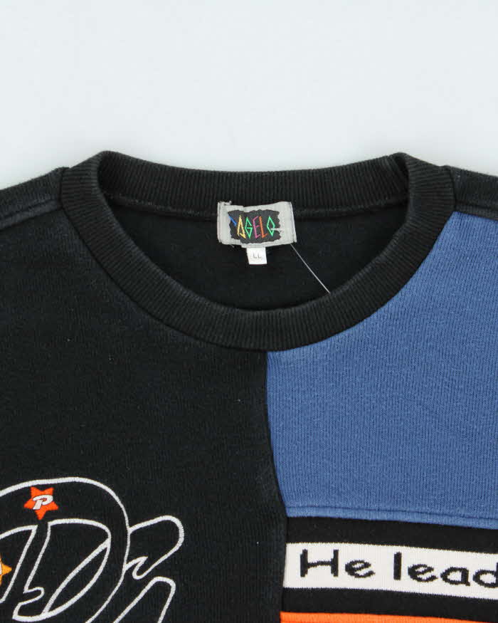 Vintage 1990s Pagelo Embroidered Colourblock Crewneck Sweatshirt - L