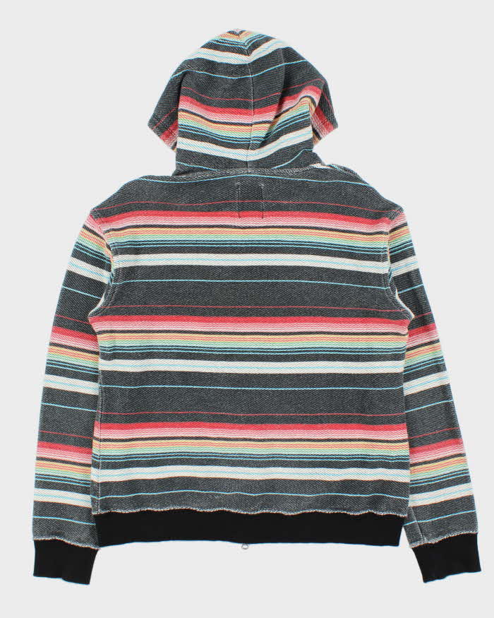 Vintage Azul By Moussy Japan Tough Cotton Striped Full-Zip Hoodie - L