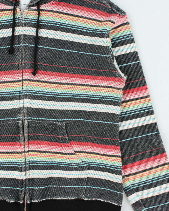 Vintage Azul By Moussy Japan Tough Cotton Striped Full-Zip Hoodie - L