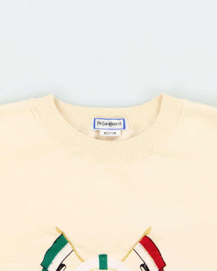 Vintage 1980s Yves Saint Laurent Embroidered Nautical Crewneck Sweatshirt - M