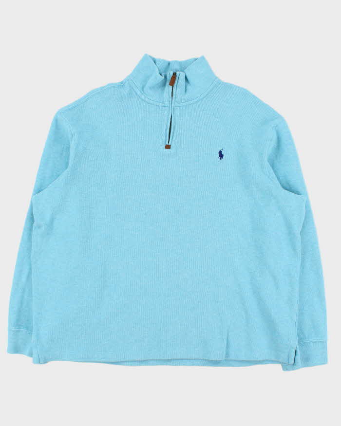 Vintage Polo Ralph Lauren Turquoise Quarter-Zip Sweatshirt - XXL
