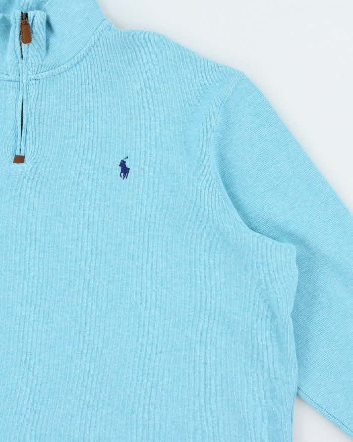 Vintage Polo Ralph Lauren Turquoise Quarter-Zip Sweatshirt - XXL