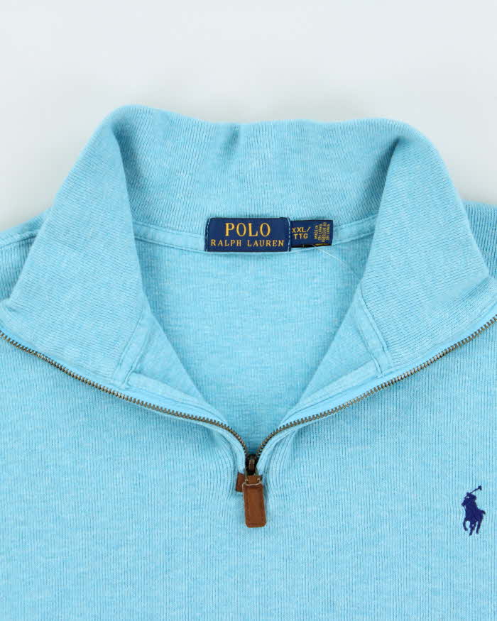 Vintage Polo Ralph Lauren Turquoise Quarter-Zip Sweatshirt - XXL