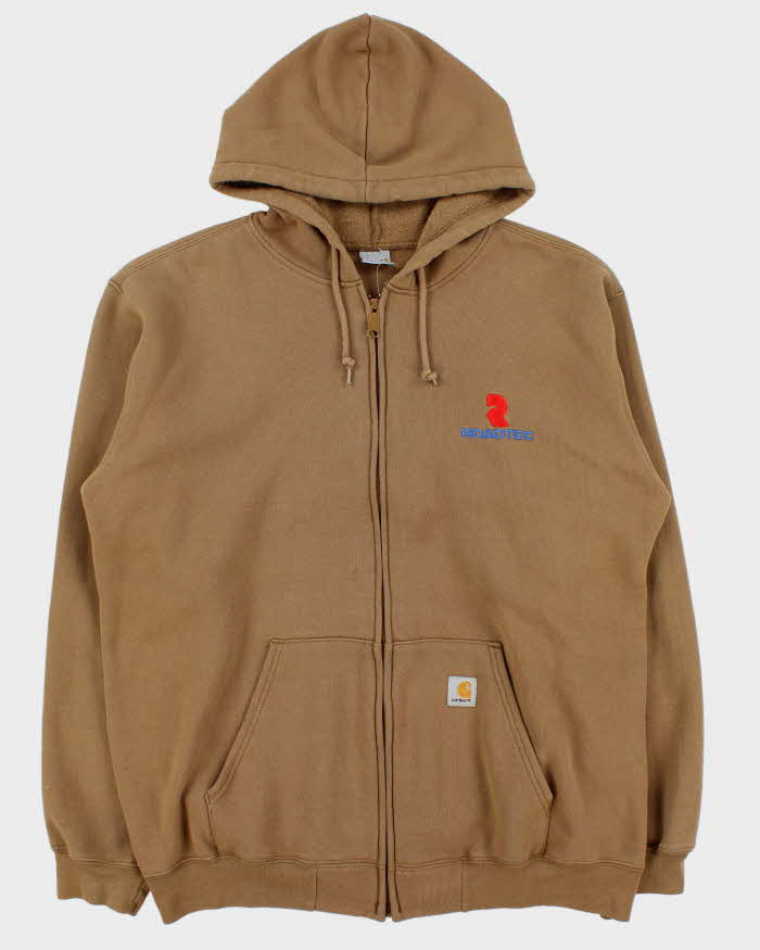 Vintage Carhartt Khaki Brown Heavyweight Zip-Up Hoodie - XL
