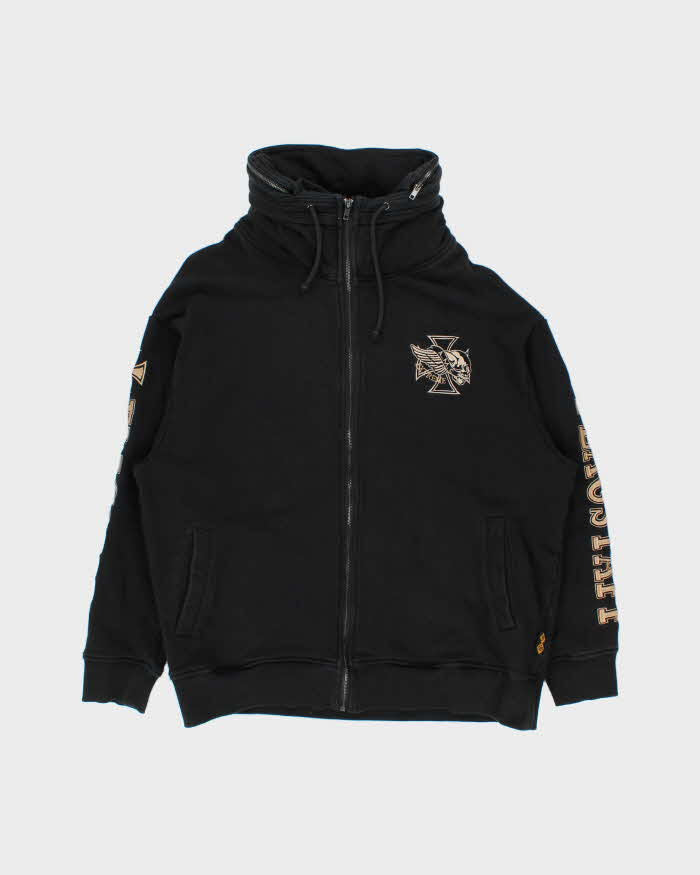 Vintage Y2K 00s Flagstaff A.M.C Motorcycle Heavyweight Stow Away Zip-Up Hoodie - XXXL