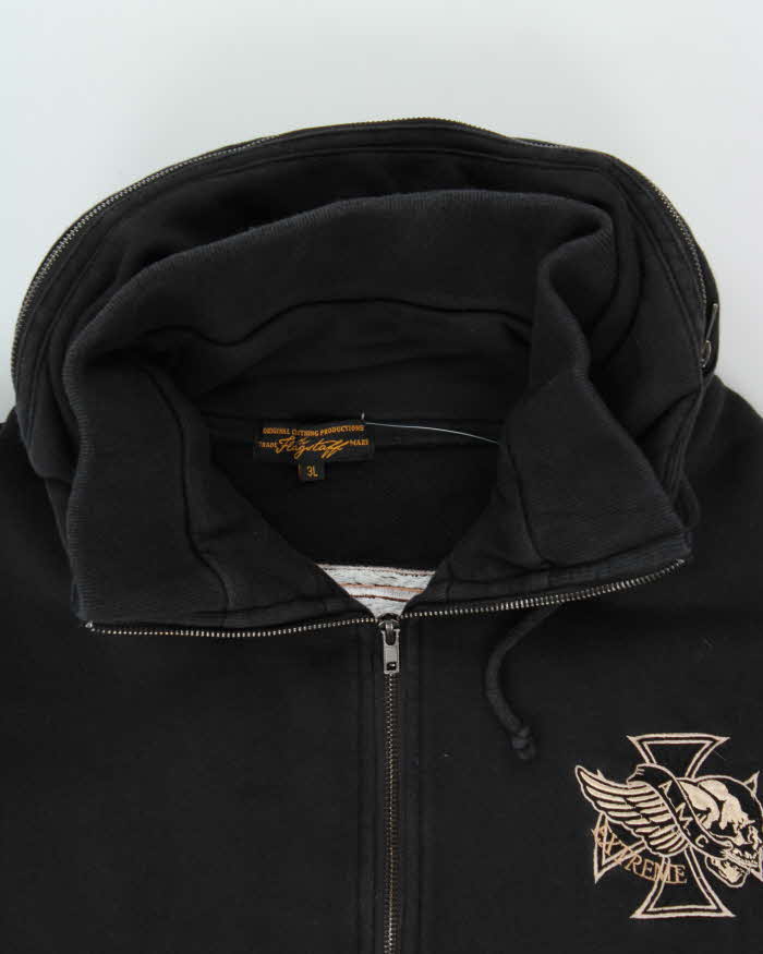 Vintage Y2K 00s Flagstaff A.M.C Motorcycle Heavyweight Stow Away Zip-Up Hoodie - XXXL