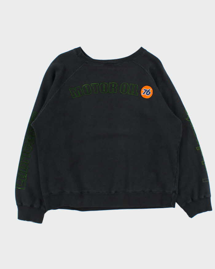 Vintage Y2K 00s Lubricants 76 Racing Motor Oil Felt Logo Crewneck Sweatshirt - L