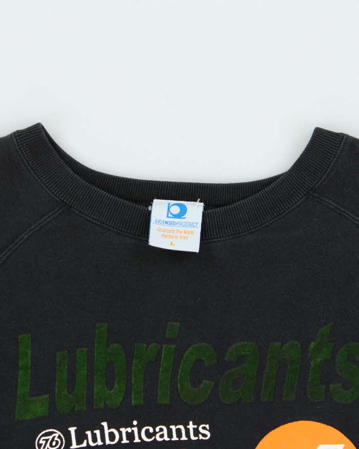 Vintage Y2K 00s Lubricants 76 Racing Motor Oil Felt Logo Crewneck Sweatshirt - L