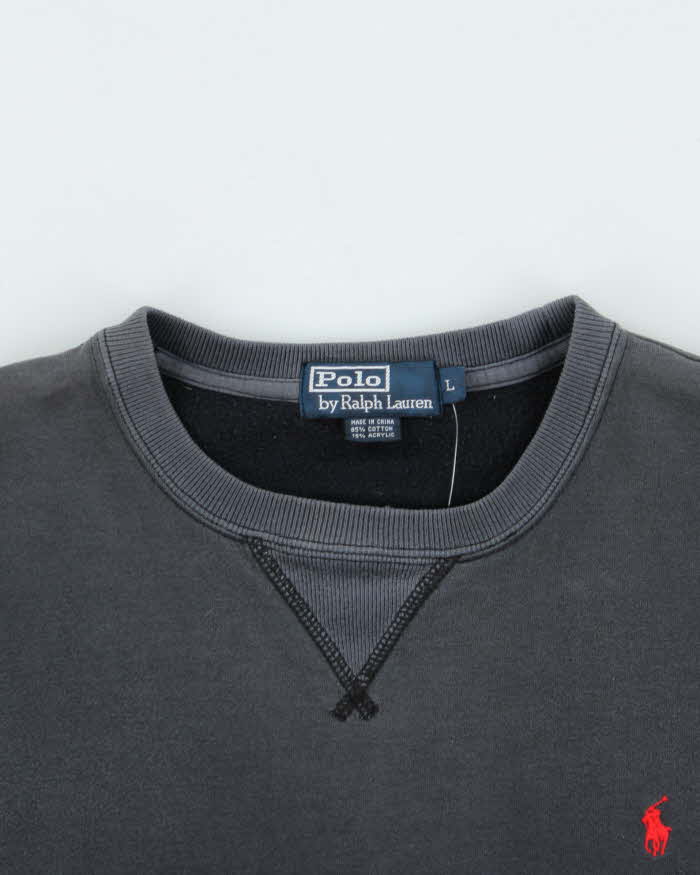 Vintage Y2K 00s Polo Ralph Lauren Faded Navy Classic Crewneck Sweatshirt - L