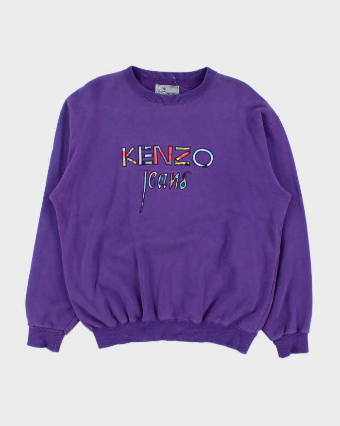 Vintage 1990s Kenzo Jeans Embroidered Crewneck Sweatshirt - M