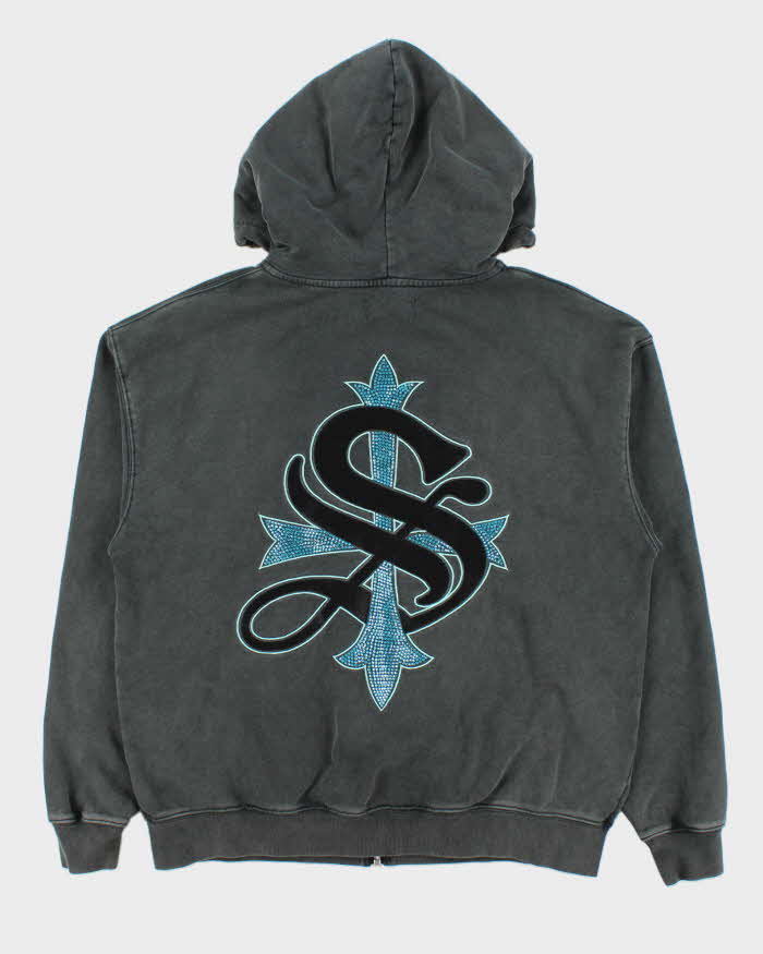 Supplier Japan Rhinestone Cross Heavyweight Full-Zip Hoodie - M
