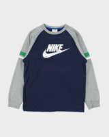 Vintage Y2K 00s Nike Spell Out Two-Tone Crewneck Sweatshirt - L