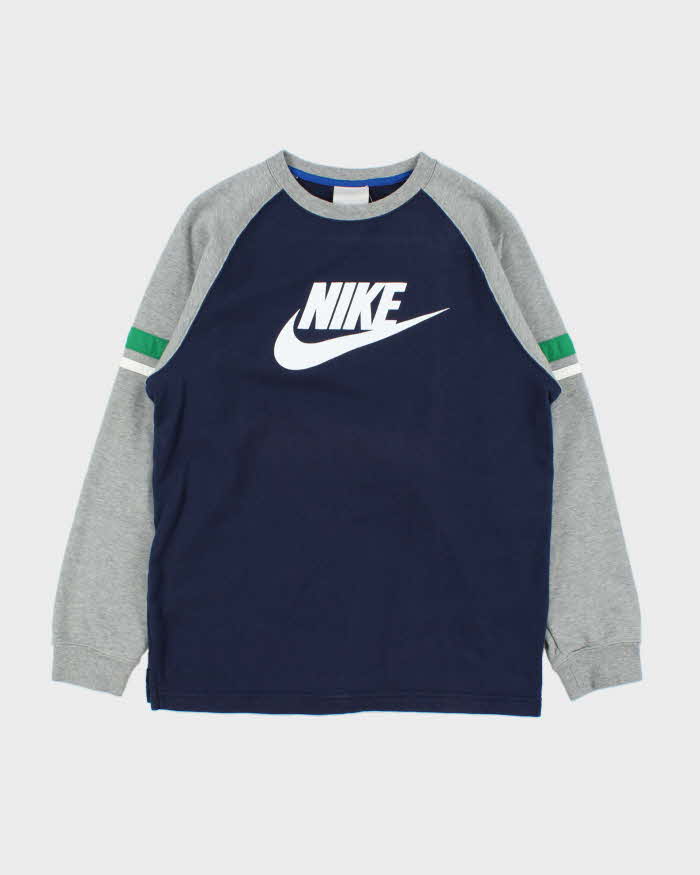 Vintage Y2K 00s Nike Spell Out Two-Tone Crewneck Sweatshirt - L