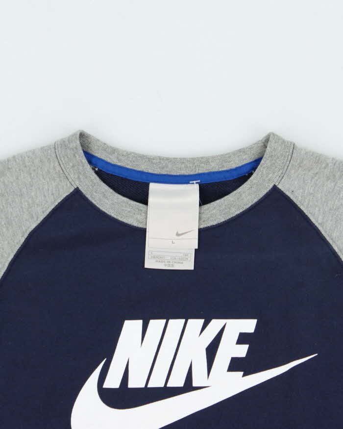 Vintage Y2K 00s Nike Spell Out Two-Tone Crewneck Sweatshirt - L