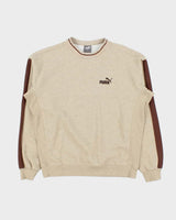 Puma Striped Sleeve Logo Crewneck Sweatshirt - M