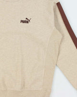 Puma Striped Sleeve Logo Crewneck Sweatshirt - M
