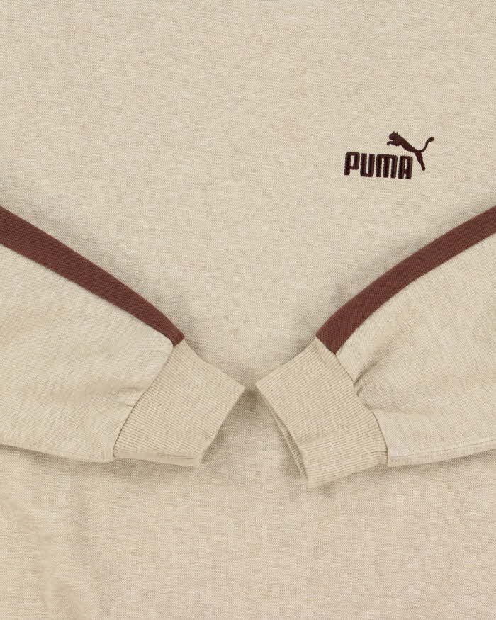 Puma Striped Sleeve Logo Crewneck Sweatshirt - M
