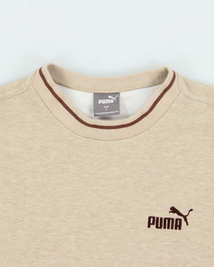 Puma Striped Sleeve Logo Crewneck Sweatshirt - M