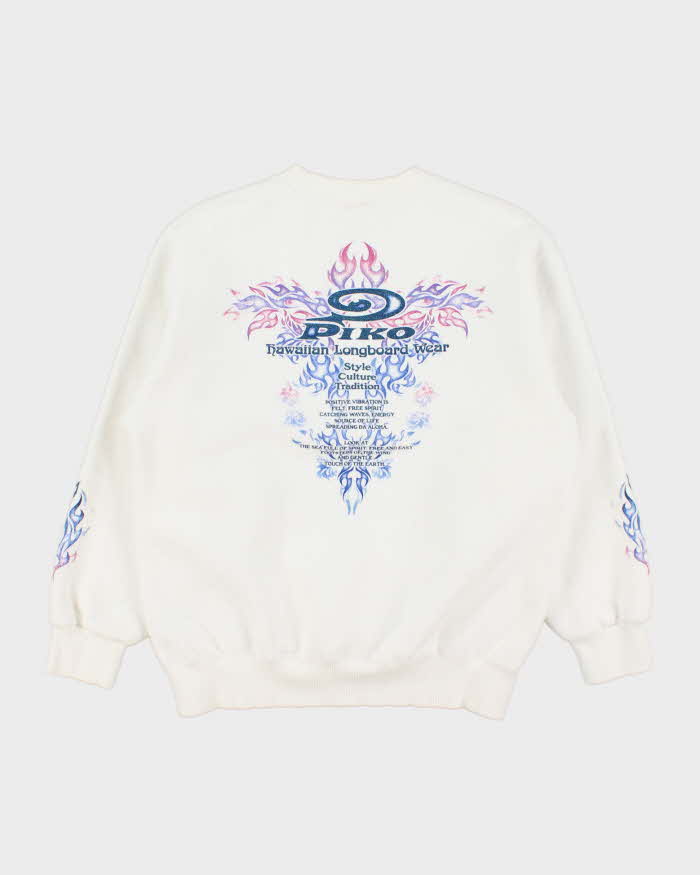Vintage Y2K 00s Piko Hawaiian Longboard Wear Glitter Graphic Crewneck Sweatshirt - M