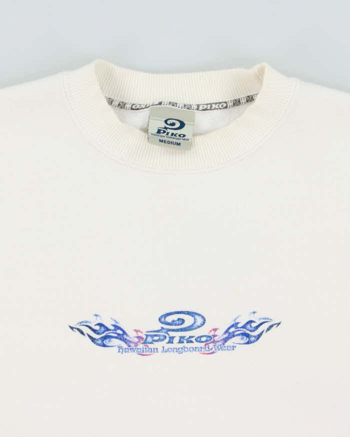 Vintage Y2K 00s Piko Hawaiian Longboard Wear Glitter Graphic Crewneck Sweatshirt - M